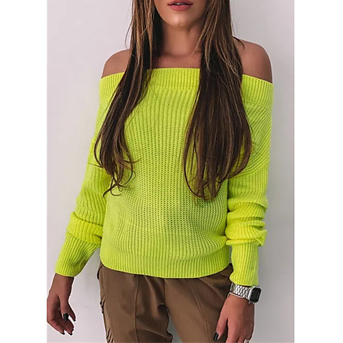 Women's Casual Knitted Solid Colored Pullover Acrylic Fibers Long Sleeve Sweater Cardigans Off Shoulder Fall Winter Yellow Fuchsia Orange
Women's Casual Knitted Solid Colored Pullover Acrylic Fibers Long Sleeve Sweater Cardigans Off Shoulder Fall Winter Yellow Fuchsia Orange