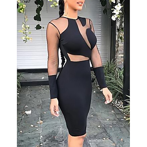 Women's Bodycon Knee Length Dress Black Blue Wine Long Sleeve Solid Colored Round Neck Basic Hot S M L XL
Women's Bodycon Knee Length Dress Black Blue Wine Long Sleeve Solid Colored Round Neck Basic Hot S M L XL