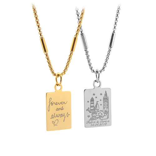Personalized Customized Necklace Stainless Steel Geometrical Geometric Golden Silver
Personalized Customized Necklace Stainless Steel Geometrical Geometric Golden Silver