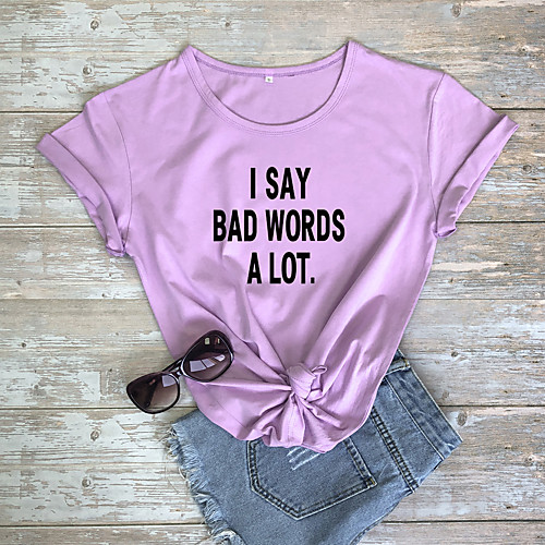 Women's T shirt Graphic Text Letter Print Round Neck Tops 100% Cotton Basic Basic Top White Black Purple
Women's T shirt Graphic Text Letter Print Round Neck Tops 100% Cotton Basic Basic Top White Black Purple