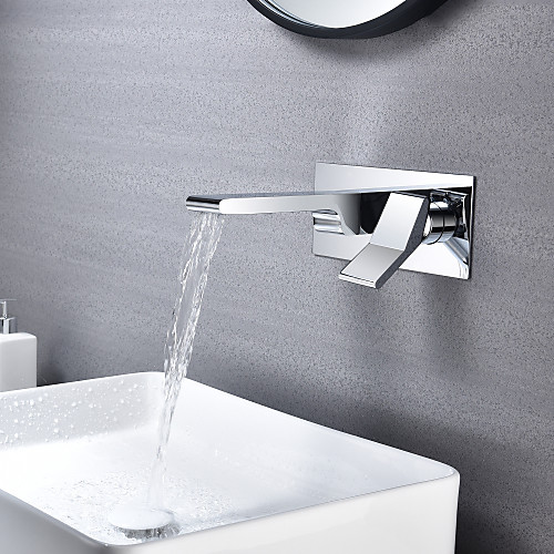 Bathroom Sink Faucet - Wall Mount / Waterfall Chrome Wall Mounted Single Handle Two HolesBath Taps
Bathroom Sink Faucet - Wall Mount / Waterfall Chrome Wall Mounted Single Handle Two HolesBath Taps