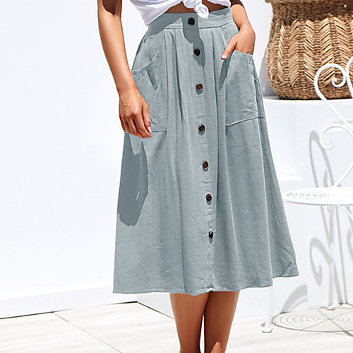 Women's Office Basic Cotton Swing Skirts Solid Colored Pleated Black Blue Red / Loose
Women's Office Basic Cotton Swing Skirts Solid Colored Pleated Black Blue Red / Loose