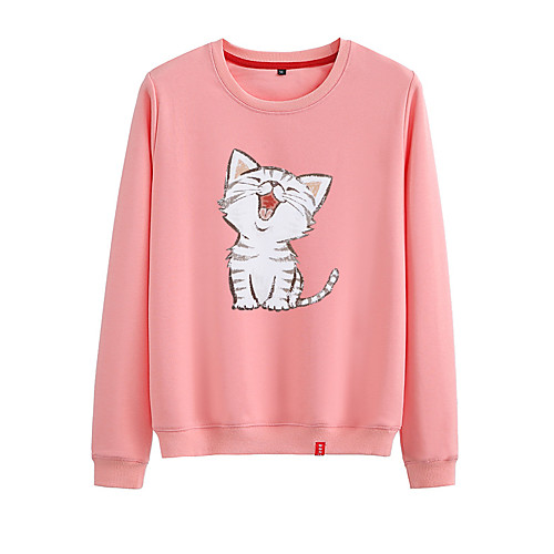 Women's Sweatshirt Pullover Black White Pink Cartoon Cat Cartoon Cute Sport Athleisure Sweatshirt Top Long Sleeve Warm Soft Comfortable Everyday Use Causal Exercising General Use / Winter
Women's Sweatshirt Pullover Black White Pink Cartoon Cat Cartoon Cute Sport Athleisure Sweatshirt Top Long Sleeve Warm Soft Comfortable Everyday Use Causal Exercising General Use / Winter