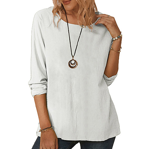 Women's T shirt Solid Colored Long Sleeve Round Neck Tops Basic Basic Top White Green Gray
Women's T shirt Solid Colored Long Sleeve Round Neck Tops Basic Basic Top White Green Gray