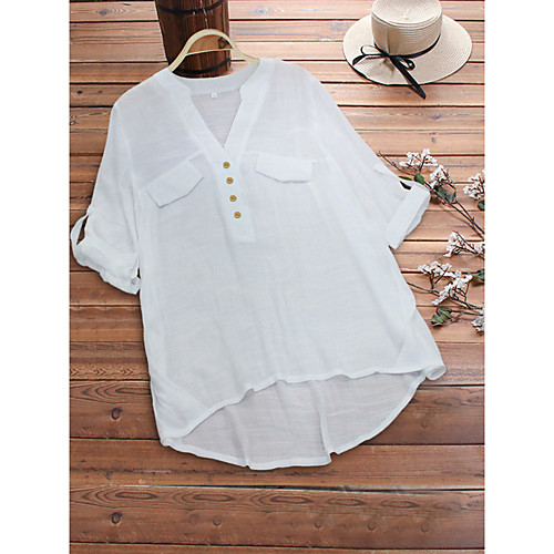 Women's Blouse Shirt Solid Colored V Neck Tops Basic Basic Top White Black Blue
Women's Blouse Shirt Solid Colored V Neck Tops Basic Basic Top White Black Blue