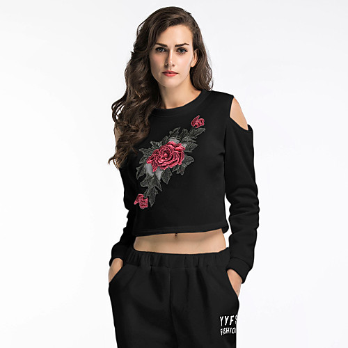 Women's Sweatshirt Crop Top Pullover Black Fashion Crew Neck Cute Flower Sport Athleisure Sweatshirt Long Sleeve Comfortable Everyday Use Causal Daily / Winter
Women's Sweatshirt Crop Top Pullover Black Fashion Crew Neck Cute Flower Sport Athleisure Sweatshirt Long Sleeve Comfortable Everyday Use Causal Daily / Winter