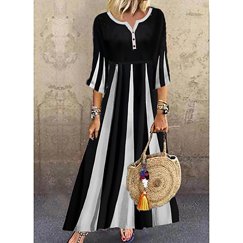Women's Maxi long Dress - 3/4 Length Sleeve Black & White Color Block Summer V Neck Casual Daily Flare Cuff Sleeve 2020 Black M L XL XXL XXXL
Women's Maxi long Dress - 3/4 Length Sleeve Black & White Color Block Summer V Neck Casual Daily Flare Cuff Sleeve 2020 Black M L XL XXL XXXL