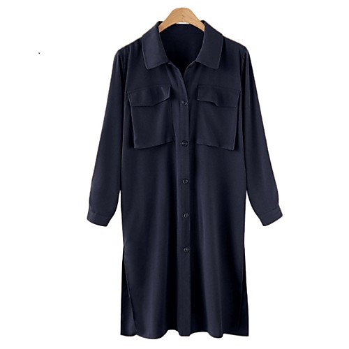 Women's Shirt Dress Midi Dress Long Sleeve Solid Color Split Fall Spring Formal Casual Cotton 2021 Navy Blue L XL XXL 3XL 4XL
Women's Shirt Dress Midi Dress Long Sleeve Solid Color Split Fall Spring Formal Casual Cotton 2021 Navy Blue L XL XXL 3XL 4XL