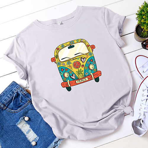 Women's T shirt Cartoon Graphic Text Print Round Neck Tops 100% Cotton Basic Basic Top White Black Yellow
Women's T shirt Cartoon Graphic Text Print Round Neck Tops 100% Cotton Basic Basic Top White Black Yellow