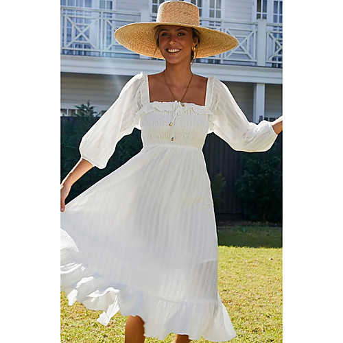 Women's Sheath Dress Midi Dress White 3/4 Length Sleeve Solid Color Summer Square Neck Sexy 2021 S M L XL
Women's Sheath Dress Midi Dress White 3/4 Length Sleeve Solid Color Summer Square Neck Sexy 2021 S M L XL