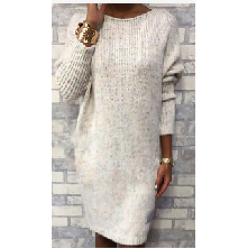 Women's Stylish Knitted Solid Color Plain Pullover Sweater Dress Long Sleeve Loose Sweater Cardigans Crew Neck Round Neck Fall Winter Gray
Women's Stylish Knitted Solid Color Plain Pullover Sweater Dress Long Sleeve Loose Sweater Cardigans Crew Neck Round Neck Fall Winter Gray
