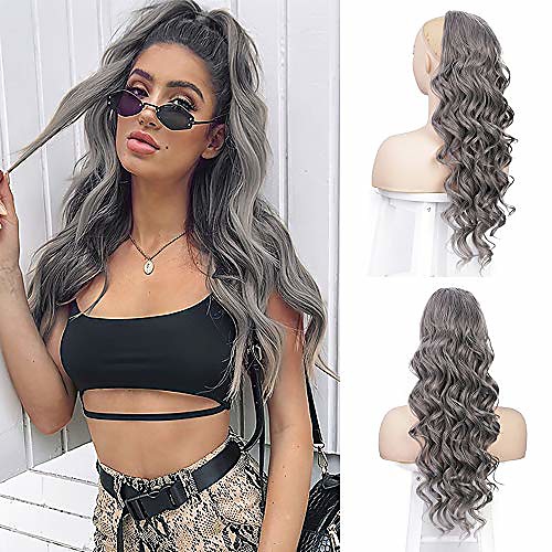 24 inch long drawstring ponytail synthetic wavy ponytail extension clip in ponytail hair extensions for women & #40;gray& #41;
24 inch long drawstring ponytail synthetic wavy ponytail extension clip in ponytail hair extensions for women & #40;gray& #41;