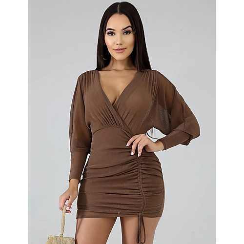 Women's Sheath Dress Short Mini Dress Black Brown Long Sleeve Solid Color Ruched Patchwork Bow Spring V Neck Sexy Lantern Sleeve 2021 S M L XL
Women's Sheath Dress Short Mini Dress Black Brown Long Sleeve Solid Color Ruched Patchwork Bow Spring V Neck Sexy Lantern Sleeve 2021 S M L XL
