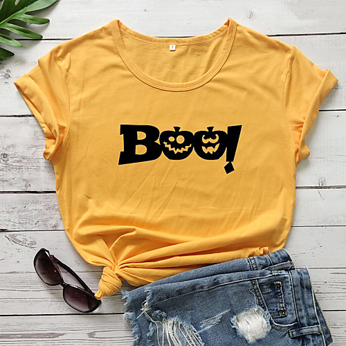 Women's Halloween T-shirt Graphic Prints Letter Print Round Neck Tops 100% Cotton Basic Halloween Basic Top White Black Purple
Women's Halloween T-shirt Graphic Prints Letter Print Round Neck Tops 100% Cotton Basic Halloween Basic Top White Black Purple