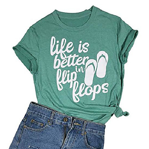 life is better in flip flops shirt letter print o-neck casual t-shirt tee tops green(large)
life is better in flip flops shirt letter print o-neck casual t-shirt tee tops green(large)