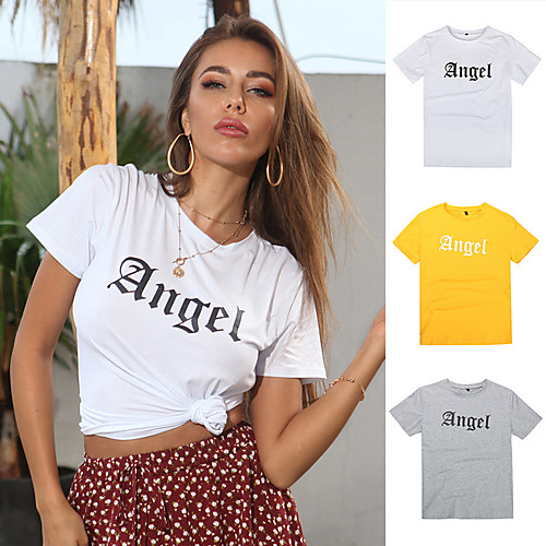 Women's Tee / T-shirt Artistic Style Crew Neck Cute Letter Printed Sport Athleisure T Shirt Short Sleeves Breathable Soft Comfortable Everyday Use Exercising General Use
Women's Tee / T-shirt Artistic Style Crew Neck Cute Letter Printed Sport Athleisure T Shirt Short Sleeves Breathable Soft Comfortable Everyday Use Exercising General Use