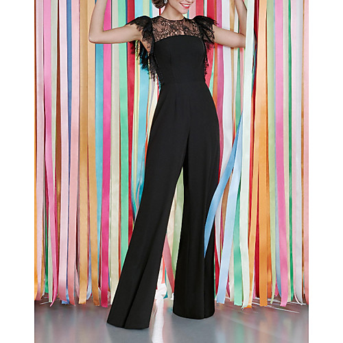 Jumpsuits Minimalist Sexy Party Wear Formal Evening Dress Jewel Neck Sleeveless Floor Length Chiffon Lace with Lace Insert 2021
Jumpsuits Minimalist Sexy Party Wear Formal Evening Dress Jewel Neck Sleeveless Floor Length Chiffon Lace with Lace Insert 2021