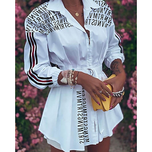 Women's Shirt Dress Short Mini Dress White Black Red 3/4 Length Sleeve Letter Print Fall V Neck Work Hot Casual 2021 S M L XL XXL
Women's Shirt Dress Short Mini Dress White Black Red 3/4 Length Sleeve Letter Print Fall V Neck Work Hot Casual 2021 S M L XL XXL