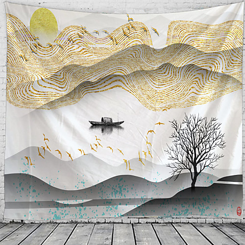 Chinese Ink Painting Style Wall Tapestry Art Decor Blanket Curtain Hanging Home Bedroom Living Room Decoration Landscape Mountain Bird Sun Boat
Chinese Ink Painting Style Wall Tapestry Art Decor Blanket Curtain Hanging Home Bedroom Living Room Decoration Landscape Mountain Bird Sun Boat
