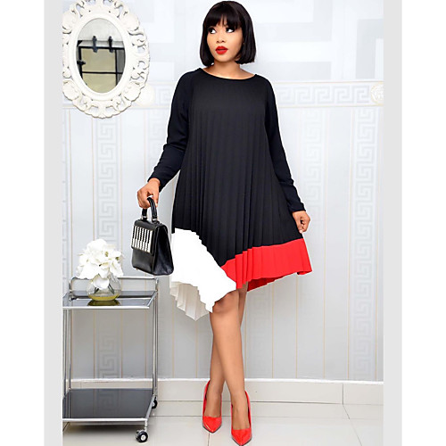 Women's Plus Size Dresses Swing Dress Knee Length Dress Long Sleeve Solid Color Patchwork Casual Spring & Summer / Going out / Loose
Women's Plus Size Dresses Swing Dress Knee Length Dress Long Sleeve Solid Color Patchwork Casual Spring & Summer / Going out / Loose