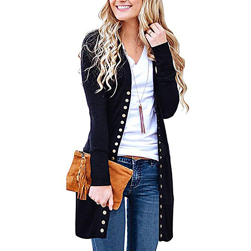 Women's Basic Knitted Solid Colored Plain Cardigan Cotton Long Sleeve Loose Sweater Cardigans V Neck Fall Winter Black Blue Wine
Women's Basic Knitted Solid Colored Plain Cardigan Cotton Long Sleeve Loose Sweater Cardigans V Neck Fall Winter Black Blue Wine