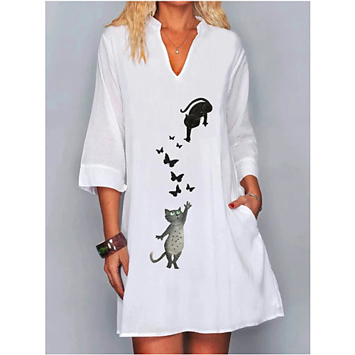 Women's A Line Dress Short Mini Dress 3/4 Length Sleeve Cat Animal Print Fall Plus Size Hot Casual 2021 Black M L XL XXL 3XL 4XL
Women's A Line Dress Short Mini Dress 3/4 Length Sleeve Cat Animal Print Fall Plus Size Hot Casual 2021 Black M L XL XXL 3XL 4XL