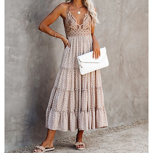 Women's Strap Dress Midi Dress Beige Sleeveless Print Lace Print Summer V Neck Hot Casual Boho 2021 S M L XL
Women's Strap Dress Midi Dress Beige Sleeveless Print Lace Print Summer V Neck Hot Casual Boho 2021 S M L XL