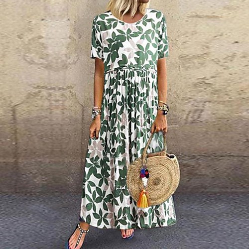Women's Swing Dress Maxi long Dress Green Short Sleeve Floral Leaf Print Summer Round Neck Hot Casual Mumu 2021 S M L XL XXL
Women's Swing Dress Maxi long Dress Green Short Sleeve Floral Leaf Print Summer Round Neck Hot Casual Mumu 2021 S M L XL XXL