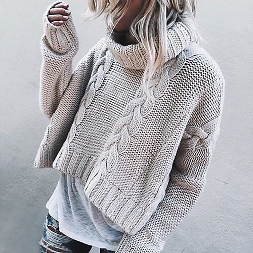 Women's Basic Knitted Solid Color Plain Pullover Long Sleeve Loose Sweater Cardigans Turtleneck Fall Winter Khaki Beige Gray
Women's Basic Knitted Solid Color Plain Pullover Long Sleeve Loose Sweater Cardigans Turtleneck Fall Winter Khaki Beige Gray