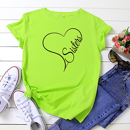 Women's T shirt Graphic Heart Text Print Round Neck Tops 100% Cotton Basic Basic Top White Yellow Blushing Pink
Women's T shirt Graphic Heart Text Print Round Neck Tops 100% Cotton Basic Basic Top White Yellow Blushing Pink