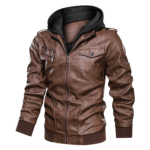 Men's Solid Color Winter Faux Leather Jacket Daily Long Sleeve Faux Leather Coat Tops Black
Men's Solid Color Winter Faux Leather Jacket Daily Long Sleeve Faux Leather Coat Tops Black