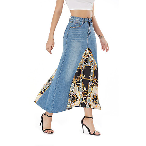 Women's Daily Wear Basic Cotton Skirts Geometric Patchwork Print Blue / Maxi / Slim
Women's Daily Wear Basic Cotton Skirts Geometric Patchwork Print Blue / Maxi / Slim