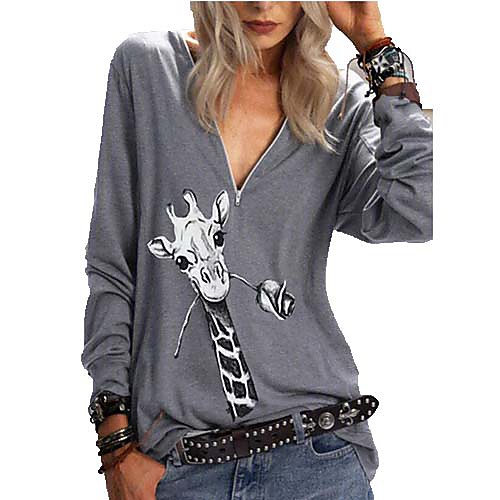 Women's Blouse Shirt Animal Long Sleeve Quarter Zip Print V Neck Tops Cotton Basic Basic Top Blue Purple Khaki
Women's Blouse Shirt Animal Long Sleeve Quarter Zip Print V Neck Tops Cotton Basic Basic Top Blue Purple Khaki