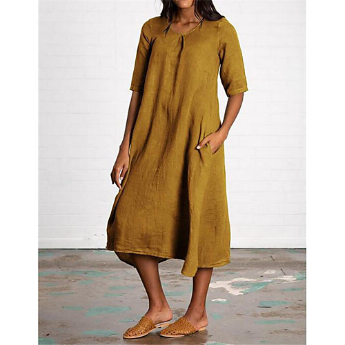 Women's Shift Dress Midi Dress Black Blue Red Yellow Green Half Sleeve Solid Color Summer Round Neck Hot Casual Cotton 2021 S M L XL XXL 3XL 4XL 5XL
Women's Shift Dress Midi Dress Black Blue Red Yellow Green Half Sleeve Solid Color Summer Round Neck Hot Casual Cotton 2021 S M L XL XXL 3XL 4XL 5XL