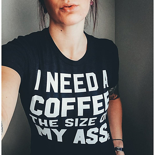 Women's Shirt Graphic Text Letter Print Round Neck Tops 100% Cotton Basic Basic Top Black
Women's Shirt Graphic Text Letter Print Round Neck Tops 100% Cotton Basic Basic Top Black