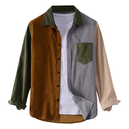 Men's Shirt non-printing Color Block Patchwork Long Sleeve Daily Tops Corduroy Basic Brown
Men's Shirt non-printing Color Block Patchwork Long Sleeve Daily Tops Corduroy Basic Brown