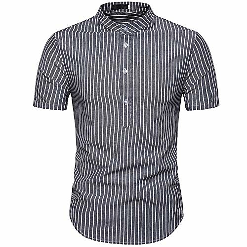 Men's Shirt Striped Short Sleeve Vacation Tops Light Blue Light Gray Dark Gray
Men's Shirt Striped Short Sleeve Vacation Tops Light Blue Light Gray Dark Gray