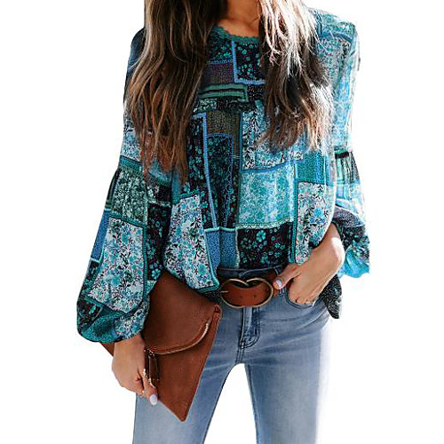 Women's Going out Blouse Shirt Floral Flower Long Sleeve Print Round Neck Tops Lantern Sleeve Loose Basic Vintage Basic Top Blue Fuchsia Green
Women's Going out Blouse Shirt Floral Flower Long Sleeve Print Round Neck Tops Lantern Sleeve Loose Basic Vintage Basic Top Blue Fuchsia Green
