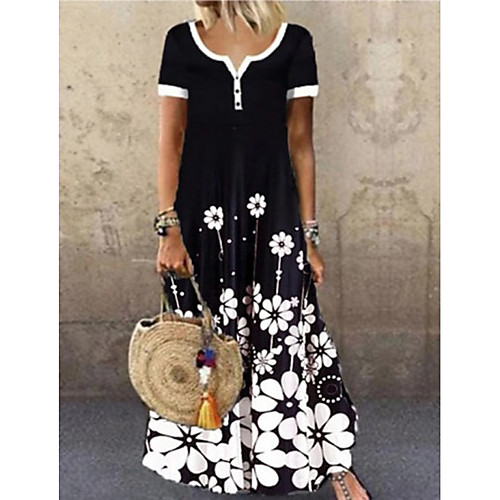 Women's Swing Dress Maxi long Dress Black Short Sleeve Print Print Summer V Neck Casual Vintage 2021 M L XL XXL 3XL
Women's Swing Dress Maxi long Dress Black Short Sleeve Print Print Summer V Neck Casual Vintage 2021 M L XL XXL 3XL