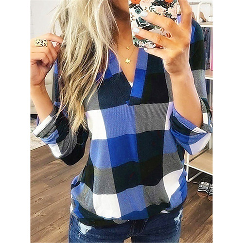 Women's Plus Size Blouse Shirt Plaid Check Long Sleeve V Neck Tops Cotton Basic Basic Top Blue Red Green
Women's Plus Size Blouse Shirt Plaid Check Long Sleeve V Neck Tops Cotton Basic Basic Top Blue Red Green