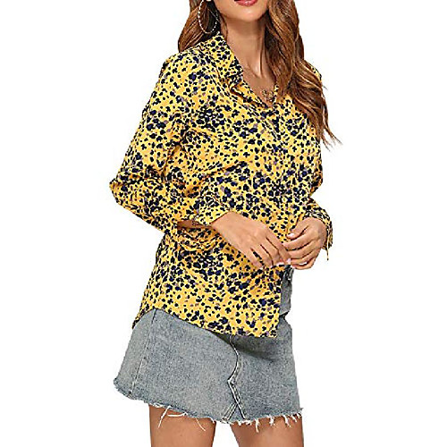 women& #39;s printed button down blouse shirt long sleeve v neck blouses retro casual formal work tops leopard print yellow xs
women& #39;s printed button down blouse shirt long sleeve v neck blouses retro casual formal work tops leopard print yellow xs