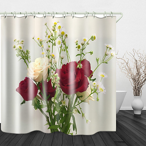 Small Chrysanthemum Red And White Rose Digital Printing Shower Curtain English Green Leaf Digital Printing Shower Curtain Shower Curtains & Hooks Modern Polyester New Design 
Small Chrysanthemum Red And White Rose Digital Printing Shower Curtain English Green Leaf Digital Printing Shower Curtain Shower Curtains & Hooks Modern Polyester New Design