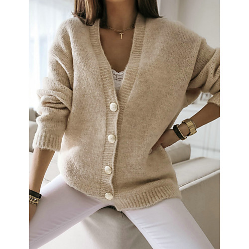 Women's Solid Colored Cardigan Long Sleeve Sweater Cardigans V Neck Winter Black Khaki
Women's Solid Colored Cardigan Long Sleeve Sweater Cardigans V Neck Winter Black Khaki