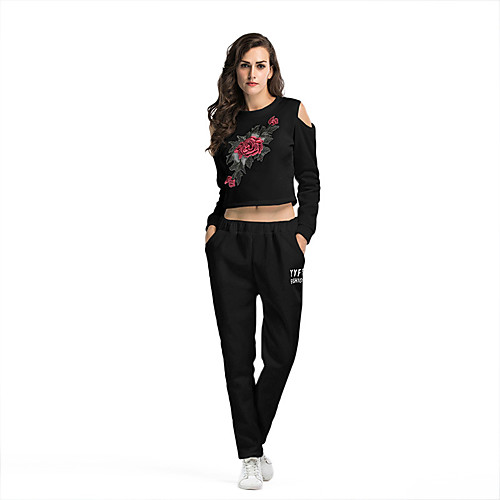 Women's 2 Piece Set Pullover Sweatshirts Black Hollow Out Embroidery Crew Neck Cute Flower Sport Athleisure Sweatshirt and Pants Clothing Suit Long Sleeve Comfortable Everyday Use Causal Casual Daily
Women's 2 Piece Set Pullover Sweatshirts Black Hollow Out Embroidery Crew Neck Cute Flower Sport Athleisure Sweatshirt and Pants Clothing Suit Long Sleeve Comfortable Everyday Use Causal Casual Daily