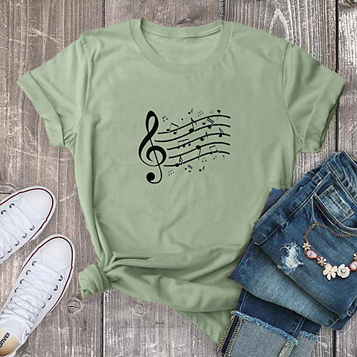 Women's T shirt Music Print Round Neck Tops 100% Cotton Basic Basic Top White Black Yellow
Women's T shirt Music Print Round Neck Tops 100% Cotton Basic Basic Top White Black Yellow