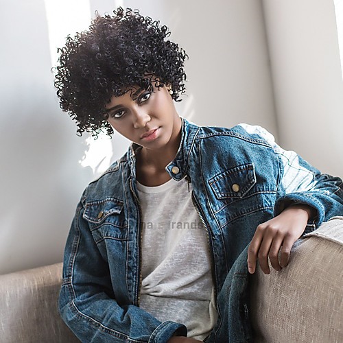 Synthetic Wig Afro Afro Curly with Baby Hair Wig Long Natural Black Synthetic Hair 8-12 inch Women's African American Wig Black
Synthetic Wig Afro Afro Curly with Baby Hair Wig Long Natural Black Synthetic Hair 8-12 inch Women's African American Wig Black