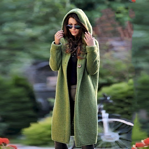 Women's Basic Knitted Solid Color Plain Cardigan Acrylic Fibers Long Sleeve Sweater Cardigans Hooded Fall Winter Blue Yellow Green
Women's Basic Knitted Solid Color Plain Cardigan Acrylic Fibers Long Sleeve Sweater Cardigans Hooded Fall Winter Blue Yellow Green