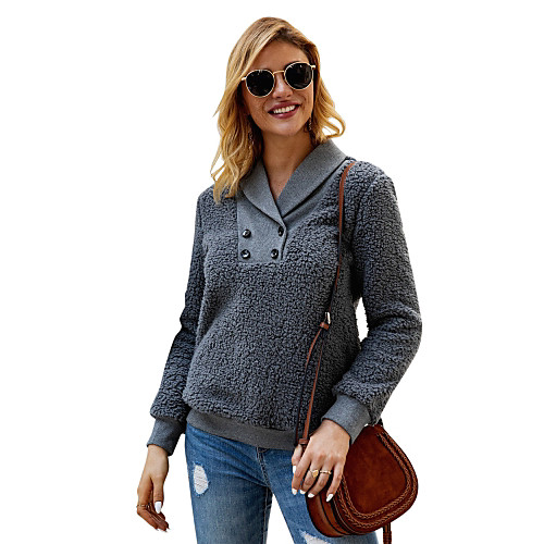 Women's Pullover Sweatshirt Teddy Coat Solid Colored Plain V Neck Daily non-printing Basic Casual Hoodies Sweatshirts Blushing Pink Dark Gray
Women's Pullover Sweatshirt Teddy Coat Solid Colored Plain V Neck Daily non-printing Basic Casual Hoodies Sweatshirts Blushing Pink Dark Gray