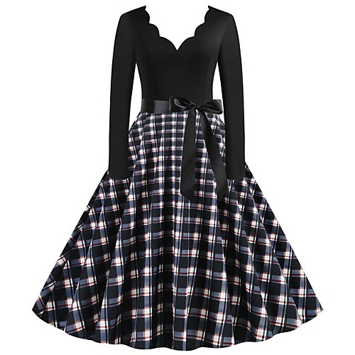 Women's Sheath Dress Knee Length Dress Black Red Green Long Sleeve Check Print Fall Spring V Neck Vintage 2021 S M L XL XXL
Women's Sheath Dress Knee Length Dress Black Red Green Long Sleeve Check Print Fall Spring V Neck Vintage 2021 S M L XL XXL