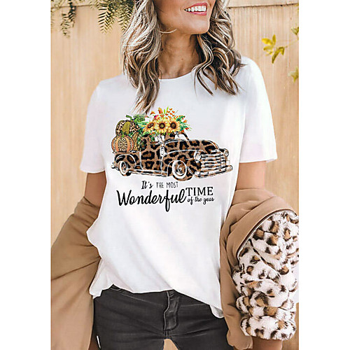 Women's T shirt Graphic Leopard Text Print Round Neck Tops 100% Cotton Basic Basic Top White
Women's T shirt Graphic Leopard Text Print Round Neck Tops 100% Cotton Basic Basic Top White